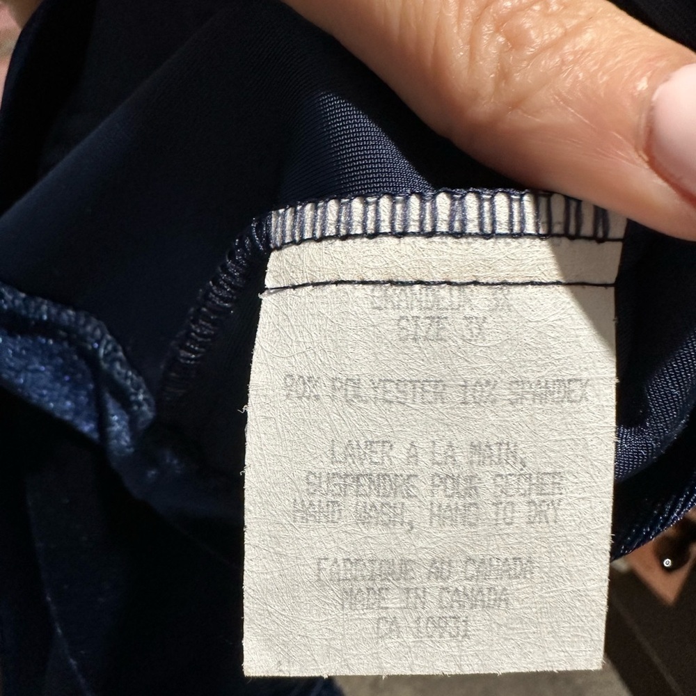 Laura Plus Petites Navy Velvet Draped Top with Rhinestone Detail – New - Picture 6 of 7